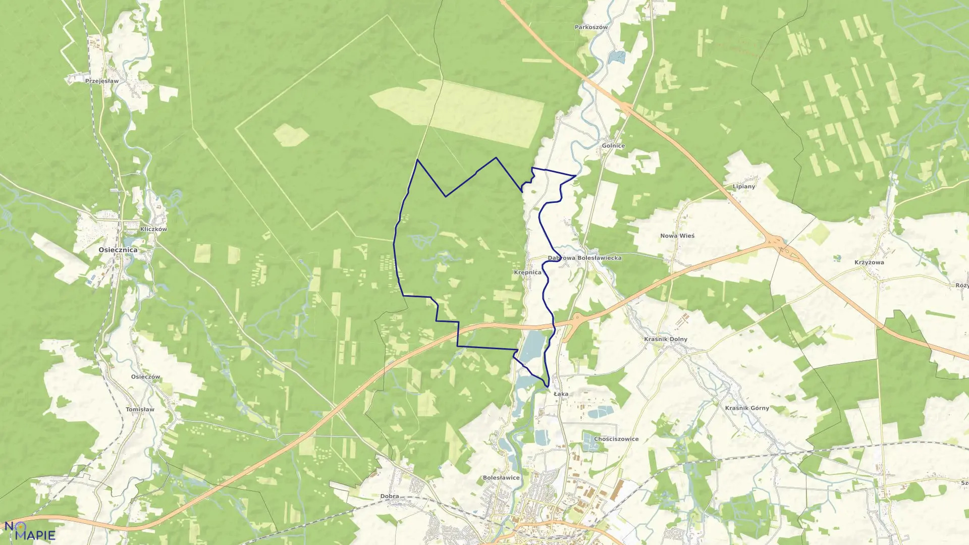 Mapa obrębu KRĘPNICA w gminie Bolesławiec