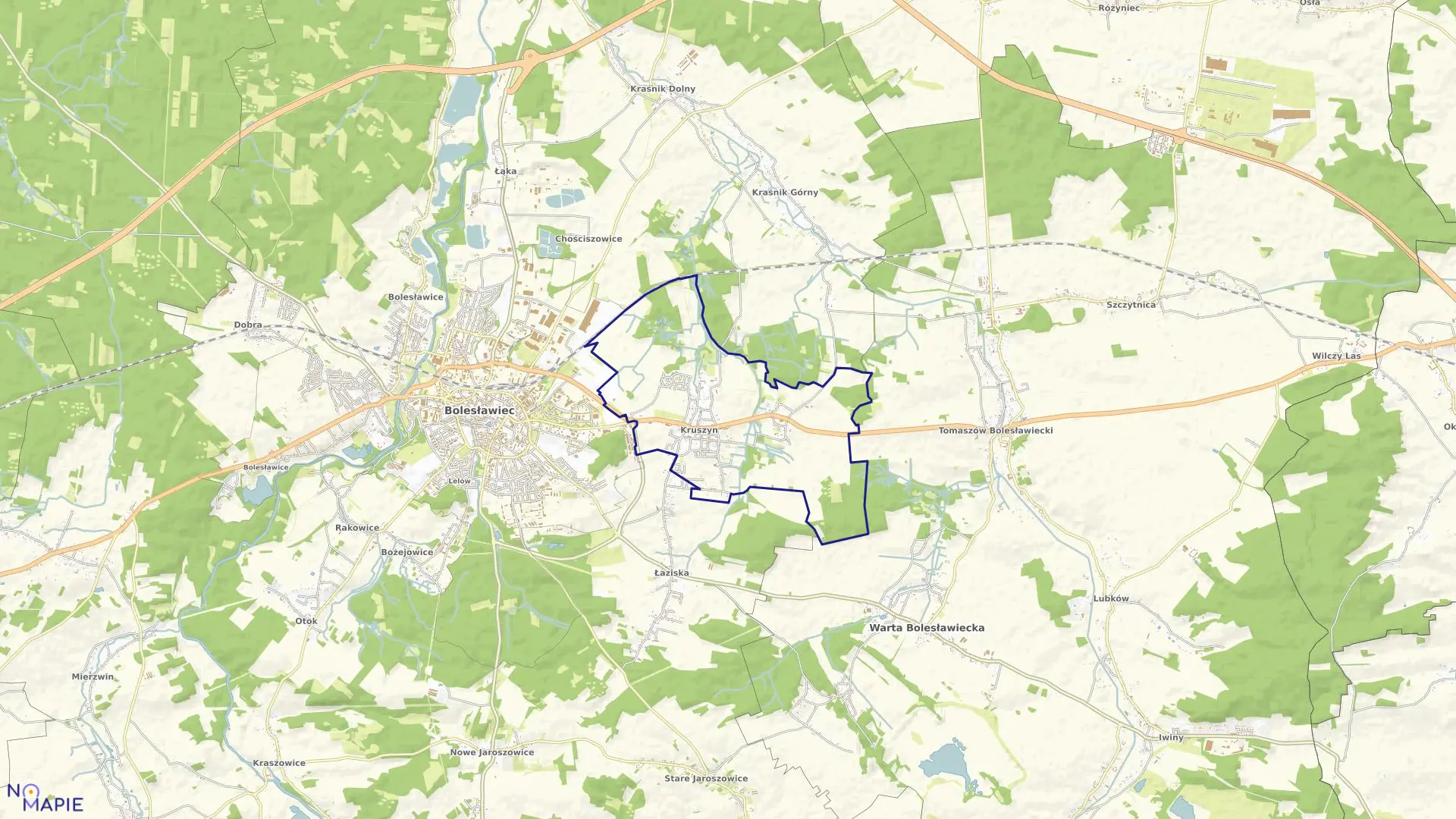 Mapa obrębu KRUSZYN w gminie Bolesławiec