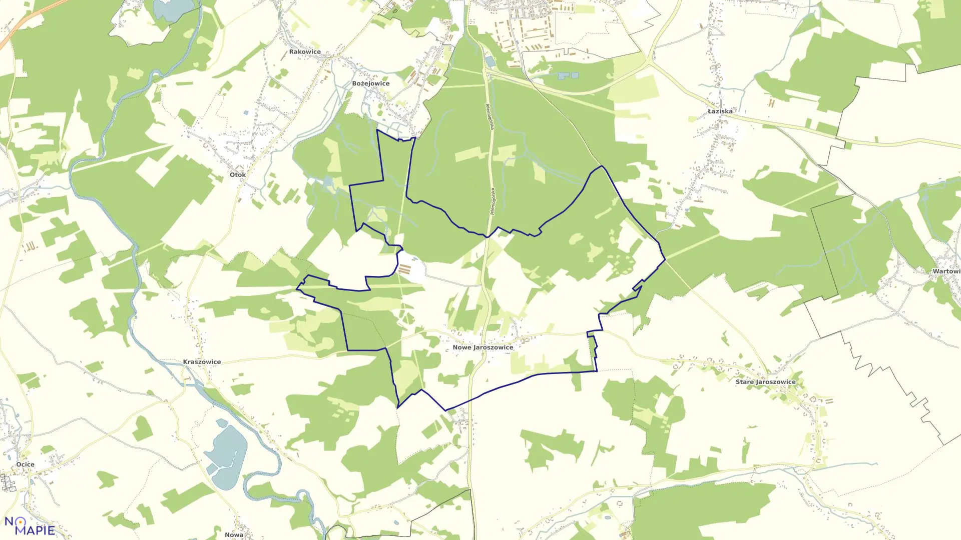 Mapa obrębu NOWE JAROSZOWICE w gminie Bolesławiec