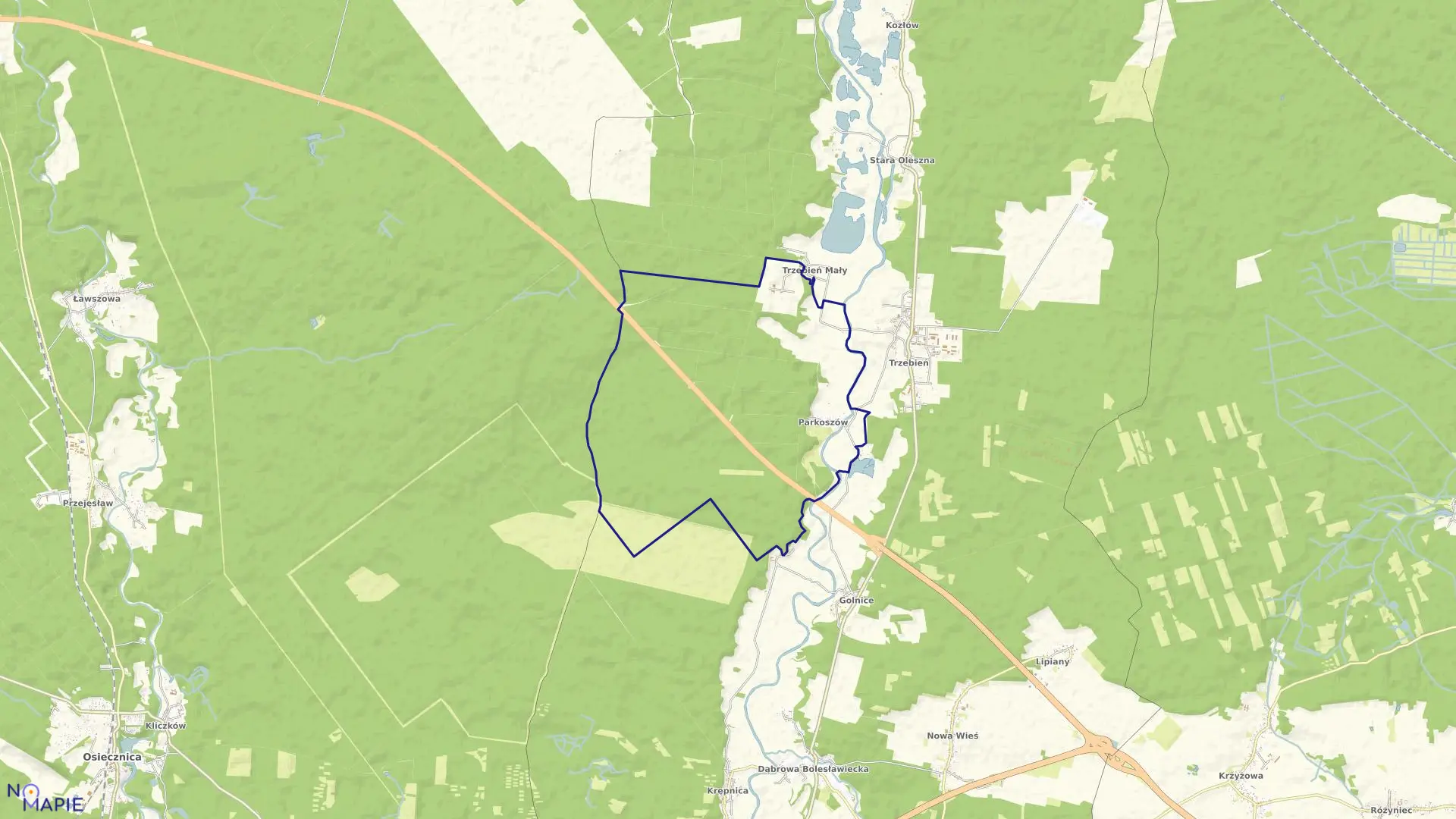 Mapa obrębu PARKOSZÓW w gminie Bolesławiec