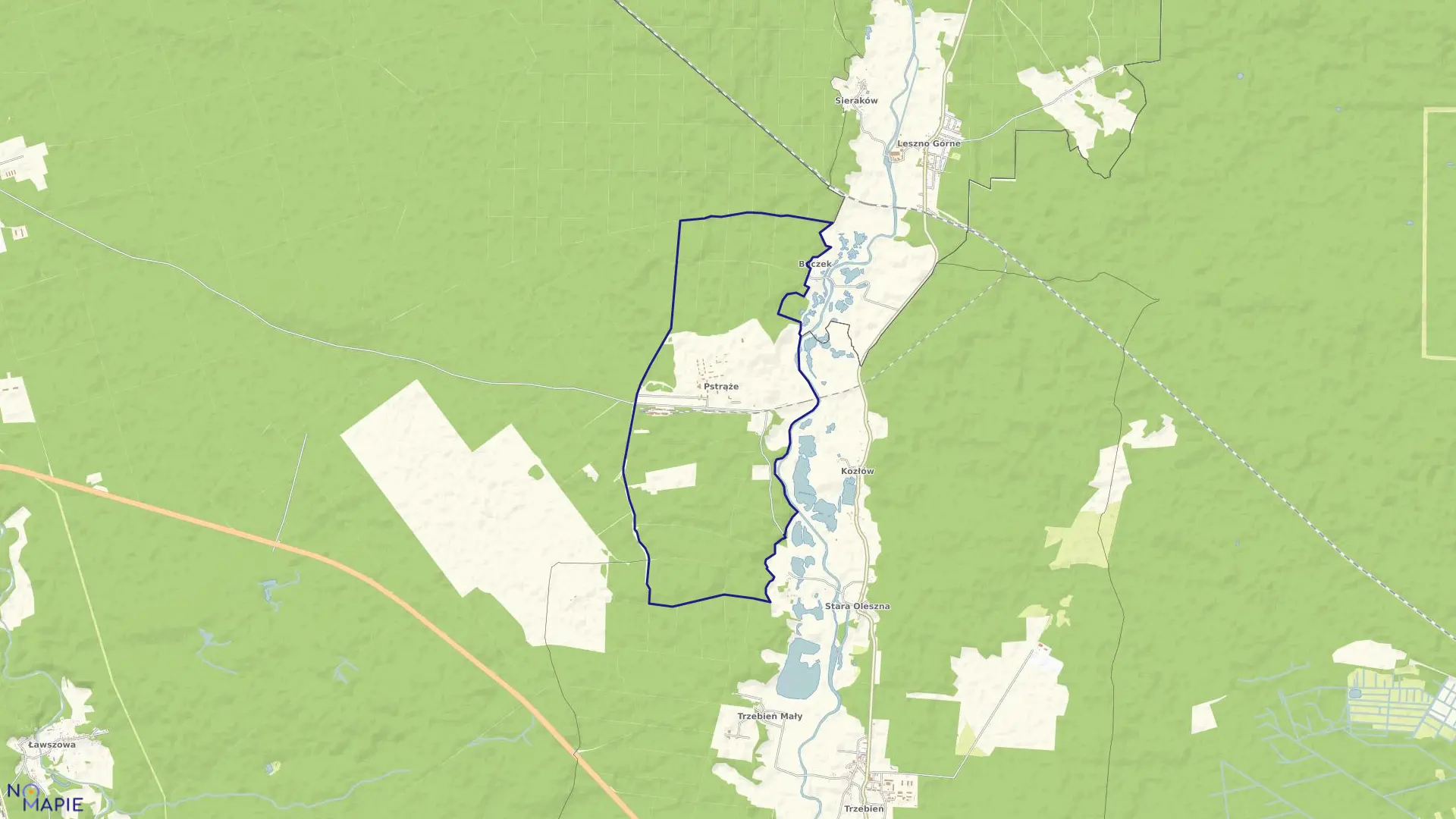 Mapa obrębu PSTRĄŻE w gminie Bolesławiec