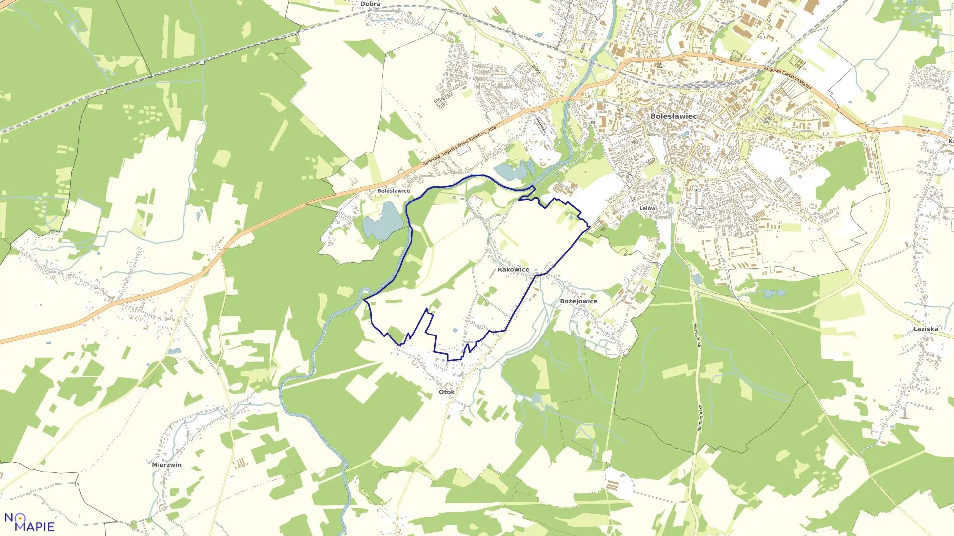 Mapa obrębu RAKOWICE w gminie Bolesławiec