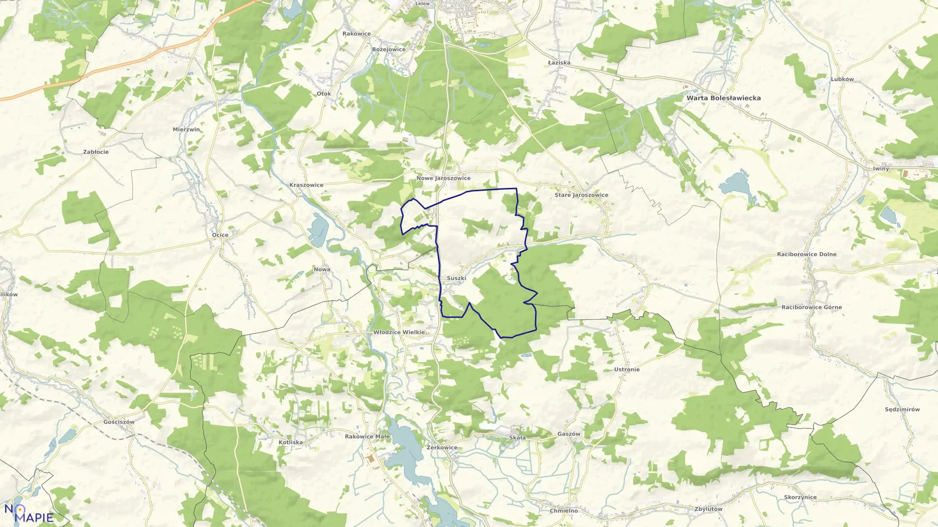 Mapa obrębu SUSZKI w gminie Bolesławiec