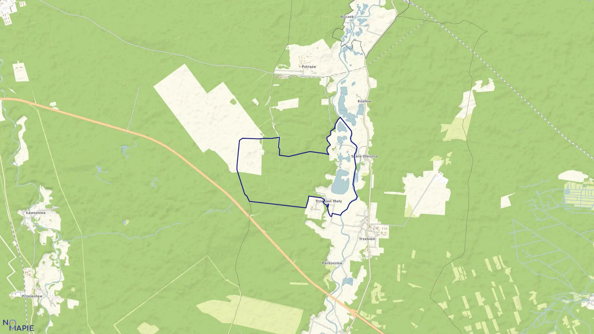 Mapa obrębu TRZEBIEŃ MAŁY w gminie Bolesławiec